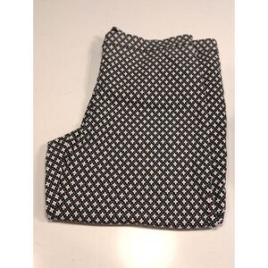 🌸J.Jill Petite 18 Black White Pink Floral Ankle Pants Cropped Ponte Knit